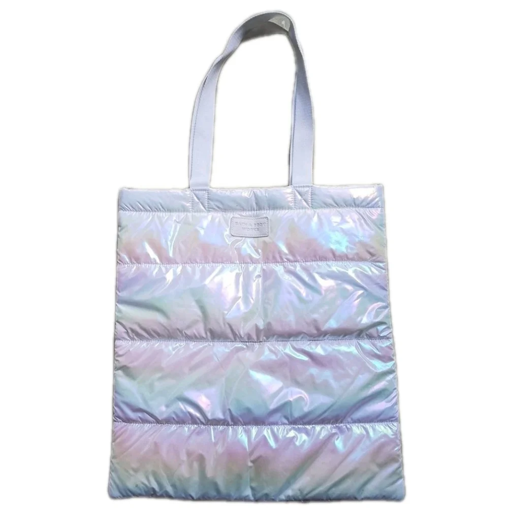 Bath and Body Works Iridescent White Puffer Tote